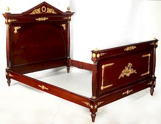 AN EMPIRE STYLE BRONZE MOUNTED MAHOGANY BED