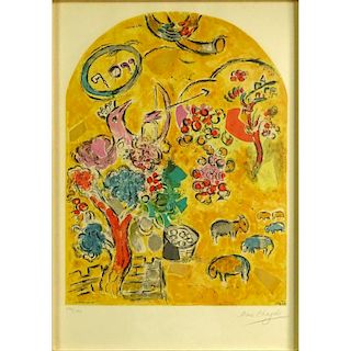 Marc Chagall, French/Russian (1887-1985) Color Lithograph on Arches Paper "The Tribe of Joseph, from 'The Twelve Maquettes of Stained Glass Windows fo