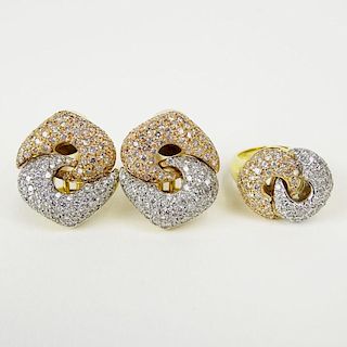 Chimento Italian 18 Karat Rose, White and Yellow Gold Diamond Mounted Love Knot Suite