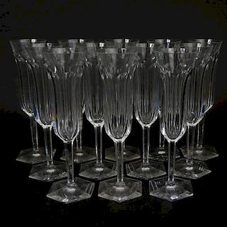 Twelve (12) Baccarat Malmaison Crystal Champagne Flutes.