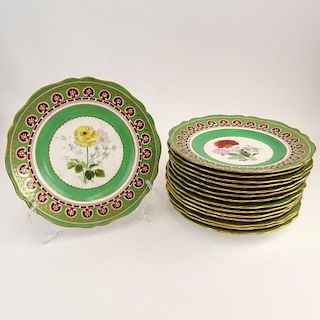 Set of Fifteen (15) Antique Copeland Hand Painted Plates.