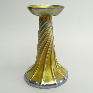 Tiffany Gold Favrile Iridescent Candlestick.