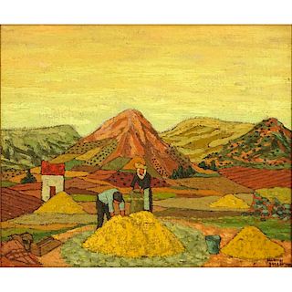 Juan Guillermo Rodriguez Baez, Spanish (1916-1968) Oil on Canvas, Rural Landscape.
