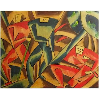 Sándor Bortnyik, Hungarian (1893-1976) Mixed media on cardboard "Abstract Composition"