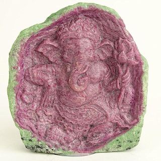 Carved Natural Ruby In Zoisite "Ganesha"