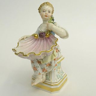 19/20th Century Meissen Porcelain Miniature Figurine "Girl with Shell and Flowers".