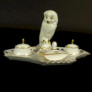 20th Century Rosenthal Porcelain Double Owl Ink Stand.