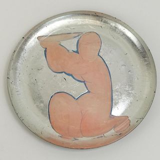 Vintage Hand Painted Glass Plate "After Modigliani"