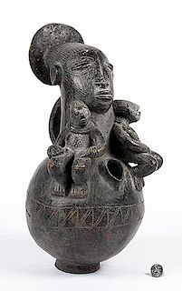 Democratic Republic of the Congo Mangbetu Anthropomorphic Pottery Vessel 