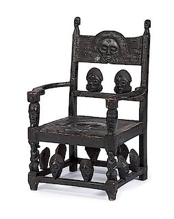 Angola / Zambia Chockwe Style Armchair with Figural Designs 