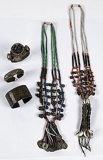 Nigeria Hausa-Fulani Coin Necklaces and Brass Bracelets 