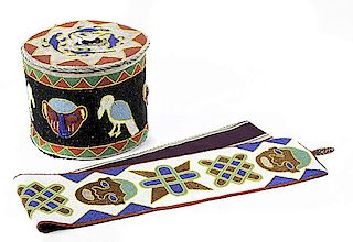 Nigeria Yoruba Style Beaded Box and Sash 