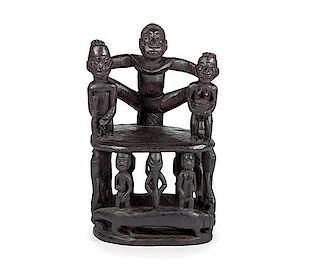 Nigeria Yoruba Style Carved Figural Chair 