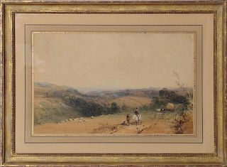 DAVID COX (1783-1859): SHEEP HERDERS ON THE PATH