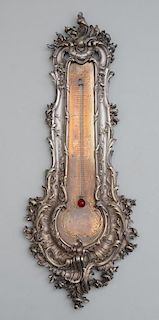 LOUIS XV STYLE SILVERED BRONZE PETIT THERMOMETER