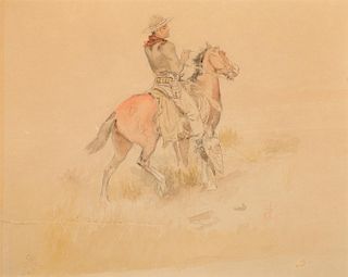 CHARLES M. RUSSELL (1864-1926), The Shadow Rider (circa 1890); On Guard (circa 1890); His Winter's Meat (circa 1890); Eagle Wing (1890)