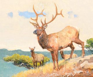 BOB KUHN (1920-2007), Elk Topping Out