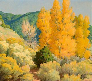 JOSEPH H. SHARP (1859-1953), Autumn Landscape, Taos Canyon