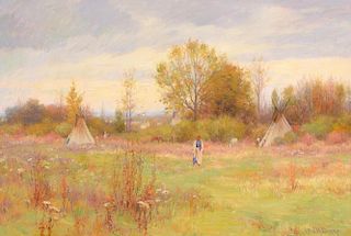 JOSEPH H. SHARP (1859-1953), Crow Camp Foot of Custer Battlefield, Mont.