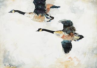 FRANK WESTON BENSON (1862-1951), Study for Geese Flying (1921)