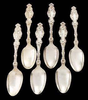 SIX WHITING LILY PATTERN STERLING SILVER SPOONS