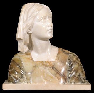 E. GUERRIERI (20TH C.) MARBLE AND ALABASTER SCULPTURE