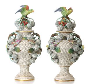 A PAIR 19TH C. FRENCH PORCELAIN SNOWBALL VASES