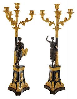 Pair Empire Style Gilt and Patinated