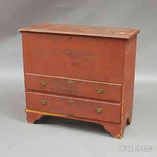 Red-painted Two-drawer Blanket Chest