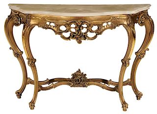 Louis XV Style Gilt Wood Marble-Top