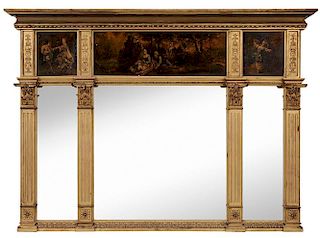 Neoclassical Gilt and Painted Triptych