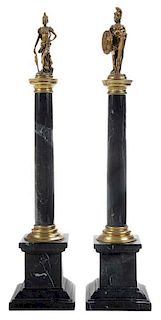 Pair Grand Tour Gilt Bronze and Marble