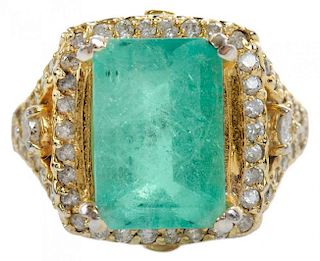 18 Karat Gold and Emerald Ring