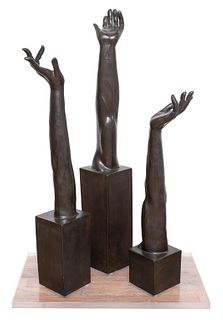 Victor Salmones "Petitions" Bronze Sculpture, 1975