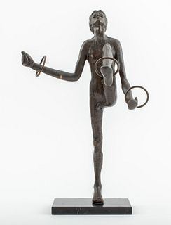Victor Salmones "Nude Juggler" Bronze Sculpture