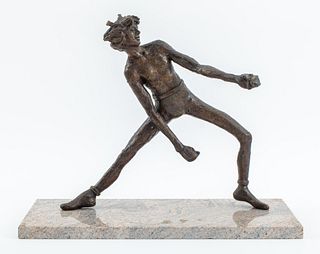 Victor Salmones "Lunging Athlete" Bronze Sculpture