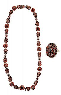 Vintage Garnet Necklace and Ring