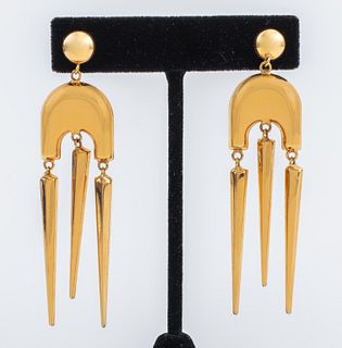 Punk Style 14K Yellow Gold Drop Earrings