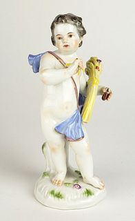 19th C. Meissen Figure of Boy. Measures H: 5 1/2" W: 3 1/8"