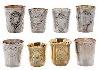 Eight French Silver Cups
