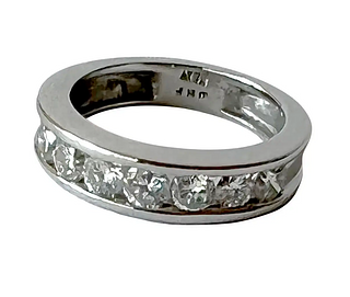 Platinum Semi Eternity Channel Set Diamond Engagement Anniversary Band Ring
