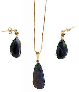 Opal Earrings and Pendant Necklace
