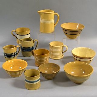 Group of Banded Yellowware Items