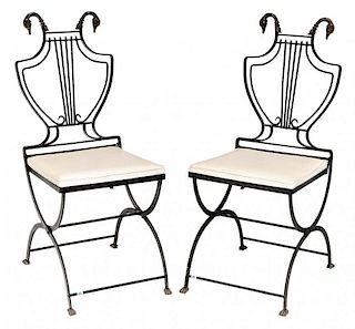 Pair Hollywood Regency Iron and Brass