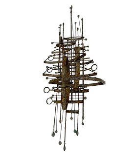 Early Phil Rowe Torched Metal and Copper Chicago Brutalist Sculpture