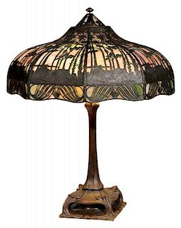 Handel Table Lamp with Palm Trees