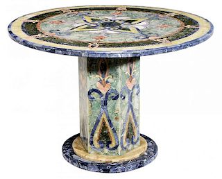 Italian Pietra Dura Circular Pedestal