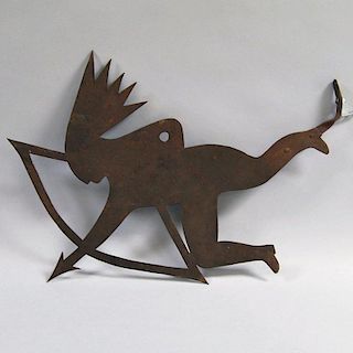 Sheet Iron Indian with Bow and Arrow Ornament