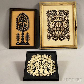 Three Framed Paper Cutout Pictures