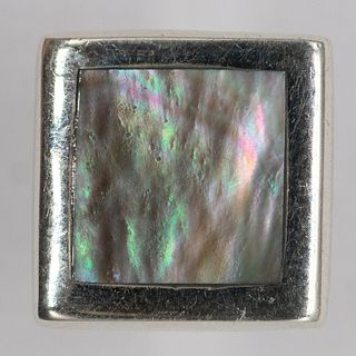 STERLING SILVER ABALONE SQUARE SHAPED STUD EARRINGS 925 NEW OLD STOCK (195)